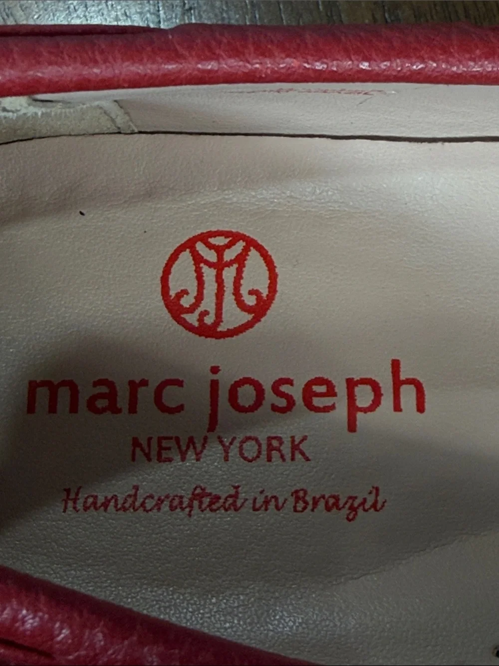 Marc Joseph Red Pebbled Leather Bow Loafers
